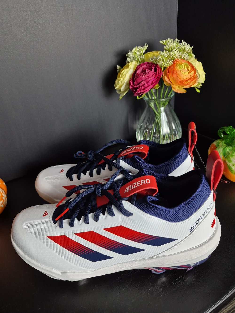 Men's Athletic Cleats - White with Red & Navy.New in Box! Size 8.5